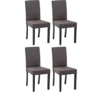 Lot de 4 Chaises de salle à manger Ina en Tissu avec Dossier Haut et Pieds en Bois , Gris foncé-Noir