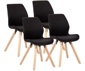 CLP Lot de 4 Chaises de Salle à Manger Luna Rembourrées, Modernes avec Dossier, Stables jusqu'à 136kg, Idéales Salon & Cuisine Couleur:Noir;Matériel:Tissu