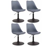 CLP Lot De 4 Chaises De Salle A Manger Maverick en Plastique I Chaises Retro avec Hauteur Réglable Et Siège Pivotant, Couleur:Gris, Couleur du Cadre:Noir