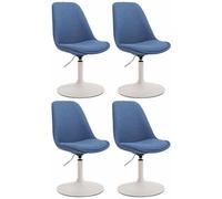 CLP Lot de 4 Chaises de salle à manger Maverick tissu avec pied trompette , Bleu/Blanc