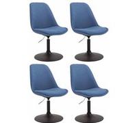 CLP Lot de 4 Chaises de salle à manger Maverick tissu avec pied trompette , Bleu/Noir