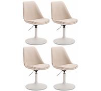 CLP Lot de 4 Chaises de salle à manger Maverick tissu avec pied trompette , Crème/Blanc