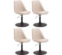 CLP Lot de 4 Chaises de salle à manger Maverick tissu avec pied trompette , Crème/Noir