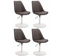 CLP Lot de 4 Chaises de salle à manger Maverick tissu avec pied trompette , Gris foncé/Blanc