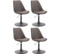 CLP Lot de 4 Chaises de salle à manger Maverick tissu avec pied trompette , Gris foncé/Noir