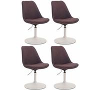 CLP Lot de 4 Chaises de salle à manger Maverick tissu avec pied trompette , Marron/Blanc