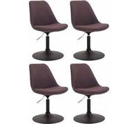 CLP Lot de 4 Chaises de salle à manger Maverick tissu avec pied trompette , Marron/Noir