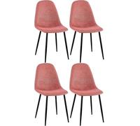 CLP Lot De 4 Chaises De Salle A Manger Napier I Surface D'assise Matelassée I Différents Revêtements I Pieds en Metal I Charge Max.150 Kg, Couleur:Orange, Matériel:Tissu