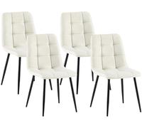 CLP Lot de 4 chaises de Salle a Manger rembourrees Antibes, chaises de Cuisine avec Dossier et Pieds en Metal Noir, Charge Max. 150 kg, Couleur:crème