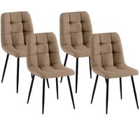 CLP Lot de 4 chaises de Salle a Manger rembourrees Antibes, chaises de Cuisine avec Dossier et Pieds en Metal Noir, Charge Max. 150 kg, Couleur:Taupe