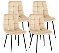 CLP Lot de 4 chaises de Salle a Manger rembourrees Antibes, chaises de Cuisine en Velours avec Dossier et Pieds Metal Noirs Couleur:crème