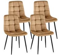 CLP Lot de 4 chaises de Salle a Manger rembourrees Antibes, chaises de Cuisine en Velours avec Dossier et Pieds Metal Noirs Couleur:Taupe