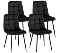 CLP Trading GmbH Chaises Antibes – Velours rembourrées, pieds métal noirs – Lot de 4 Noir