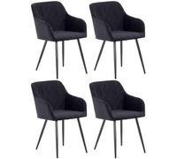 CLP Lot De 4 Chaises De Salle A Manger Shila en Tissu Ou VeloursI Set 2 Chaises Retro avec Accoudoirs I Piètement en Métal Noir, Couleur:Noir, Matériel:Velours