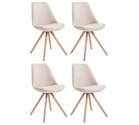 CLP Lot De 4 Chaises De Salle A Manger Toulouse en Tissu I Chaise De Visiteur avec Assise Rembourré I Pieds Ronds Bois, Couleur:crème, Couleur du Cadre:Natura
