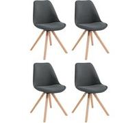 CLP Lot de 4 Chaises de salle à manger Toulouse Tissu Pieds carrés bois , Gris foncé/Nature Gris foncé G