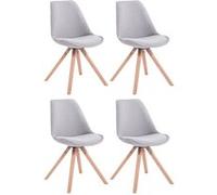 CLP Lot de 4 Chaises de salle à manger Toulouse Tissu Pieds carrés bois , Gris/Nature Gris G