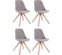 Chaises de Salle à Manger Toulouse en Velours - CLP - Lot de 4 - Design Scandinave - Bois Massif - Gris