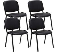 CLP Chaises visiteur Ken – Lot de 4 empilables en similicuir, piètement métal – Noir