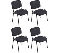 CLP Lot De 4 Chaises De Visiteur Empilables Ken XL Tissu I Siège avec Dossier Et Assise Rembourrés I Piètement Métal Noir Mat, Couleur:Noir