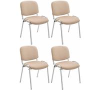 CLP Lot De 4 Chaises De Visiteur Ken en Tissu I Piétement en Métal Chromé I Siège Empilable, Couleur:crème