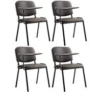 CLP Lot De 4 Chaises De Visiteur Ken Similicuir I Sièges avec Tablette Rabattable I Pieds en Métal | Couleur Marron
