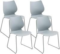 CLP Lot de 4 chaises empilables avec Dossier Houma, chaises de Salle a Manger, Coques en Plastique, Pieds en Metal Stables, Charge Max. 135 kg Couleur:Gris