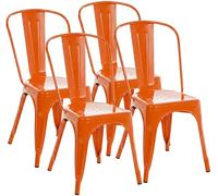 CLP Lot de 4 chaises empilables Benedikt en Metal avec Dossier, chaises de bistrot Design Robustes pour Cuisine et Restaurant, Charge 200 kg Couleur:Orange