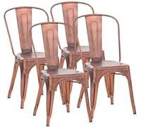 CLP Lot de 4 chaises empilables Benedikt en Metal avec Dossier, chaises de bistrot Design Robustes pour Cuisine et Restaurant, Charge 200 kg Couleur:cuivre