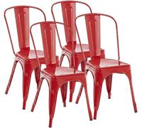 Lot de 4 chaise clp en metal empilable non pliable H. 89 cm interieur rouge