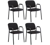 CLP Lot de 4 Chaises Empilables Ken Pro avec Accoudoirs Rembourrés, Chaises de Conférence en Tissu, Piétement Métal Noir Stable jusqu'à 150 kg Couleur:Noir