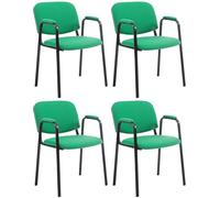 CLP Lot de 4 Chaises Empilables Ken Pro avec Accoudoirs Rembourrés, Chaises de Conférence en Tissu, Piétement Métal Noir Stable jusqu'à 150 kg Couleur:Vert