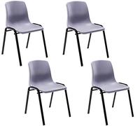 CLP Lot De 4 Chaises Empilables Nowra avec Assise en Plastique I Chaises avec Piètement en métal Noir Mat I Hauteur D'Assise 42cm - Couleur: Gris
