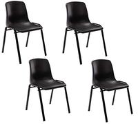 Lot de 4 chaises empilables Nowra avec assise en plastique et piètement en métal noir mat , Noir