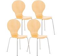 CLP Lot De 4 Chaises Empilables Robustes Diego I Chaises Empilables en Bois avec Dossier I Siège Confortable Forme Ergonomique I Pratique, Couleur:Nature