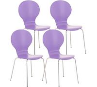 CLP Lot De 4 Chaises Empilables Robustes Diego I Chaises Empilables en Bois avec Dossier I Siège Confortable Forme Ergonomique I Pratique, Couleur:Violet