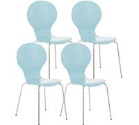 CLP Lot De 4 Chaises Empilables Robustes Diego I Chaises Empilables en Bois avec Dossier I Siège Confortable Forme Ergonomique I Pratique, Couleur:Bleu Clair