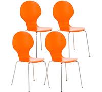 CLP Lot De 4 Chaises Empilables Robustes Diego I Chaises Empilables en Bois avec Dossier I Siège Confortable Forme Ergonomique I Pratique, Couleur:Orange
