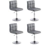 CLP Lot de 4 chaises lounge Palma V2 en similicuir ajustable et pivotant - Couleur:gris