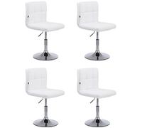 CLP Lot De 4 Chaises Lounge Palma V2 en Similicuir I Chaise De Salon avec Siège Rembourré Pivotant Et Réglable en Hauteur I Piètement Métal, Couleur:Blanc