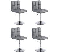 CLP Lot De 4 Chaises Lounge Palma V2 en Similicuir I Chaise De Salon avec Siège Rembourré Pivotant Et Réglable en Hauteur I Piètement Métal, Couleur:Gris