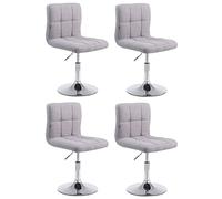 CLP Lot De 4 Chaises Lounge Palma V2 en Tissu I Chaise De Salon avec Siège Rembourré Pivotant Et Réglable en Hauteur I Piètement Métal, Couleur:Gris