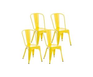 CLP Lot de 4 chaises métalliques empilables Benedikt , Jaune