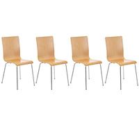 CLP Lot De 4 Chaises Pepe avec Assise en Bois I Chaises De Salle D'Attente avec Pieds en Métal, Couleur:Nature