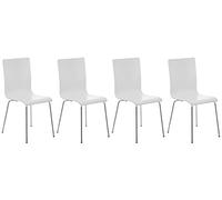 CLP Lot De 4 Chaises Pepe avec Assise en Bois I Chaises De Salle D'Attente avec Pieds en Métal, Couleur:Blanc