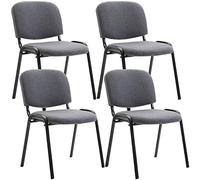 CLP Lot De 4 Chaises Visiteur Empilables Ken en Tissu I Chaise De Salle De Reception Confortable avec Dossier Pieds en Métal Robuste | Couleur Gris