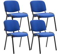 CLP Lot De 4 Chaises Visiteur Empilables Ken en Tissu I Chaise De Salle De Reception Confortable avec Dossier Pieds en Métal Robuste | Couleur Bleu