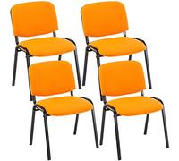 CLP Lot de 4 chaises visiteur Ken – Tissu, empilables, dossier, pieds en métal robuste – Orange