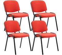 CLP Lot De 4 Chaises Visiteur Empilables Ken en Tissu I Chaise De Salle De Reception Confortable avec Dossier Pieds en Métal Robuste - Couleur: Rouge