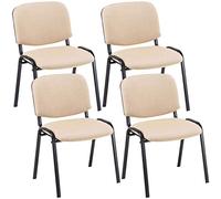 CLP Lot De 4 Chaises Visiteur Empilables Ken en Tissu I Chaise De Salle De Reception Confortable avec Dossier Pieds en Métal Robuste, Couleur:crème